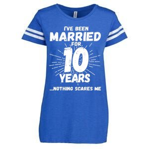 Couples Married 10 Years - Funny 10th Wedding Anniversary Enza Ladies Jersey Football T-Shirt