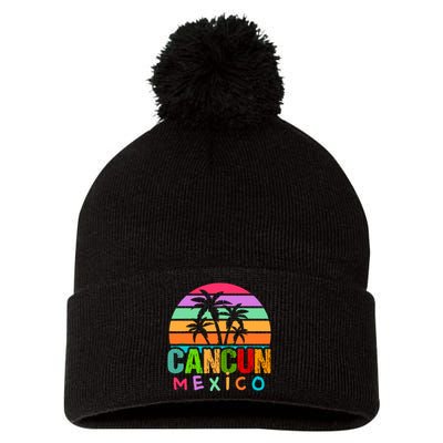 Cancun Mexico 2024 Vacation Beach Matching Family Group Pom Pom 12in Knit Beanie