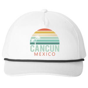 Cancun Mexico 2020 Retro Sun And Palm Group Gift Snapback Five-Panel Rope Hat