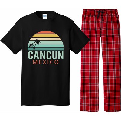 Cancun Mexico 2020 Retro Sun And Palm Group Gift Pajama Set