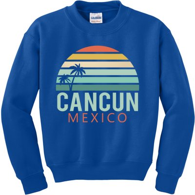 Cancun Mexico 2020 Retro Sun And Palm Group Gift Kids Sweatshirt