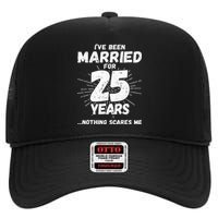 Couples Married 25 Years Funny 25th Wedding Anniversary High Crown Mesh Back Trucker Hat