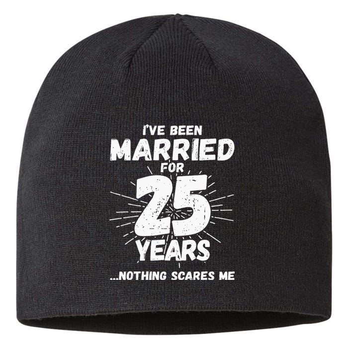 Couples Married 25 Years Funny 25th Wedding Anniversary Sustainable Beanie