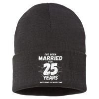 Couples Married 25 Years Funny 25th Wedding Anniversary Sustainable Knit Beanie