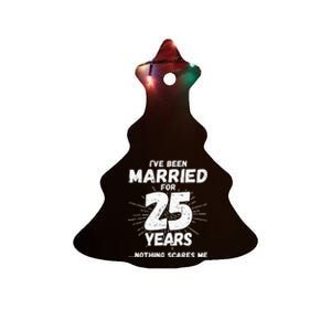 Couples Married 25 Years Funny 25th Wedding Anniversary Ceramic Tree Ornament