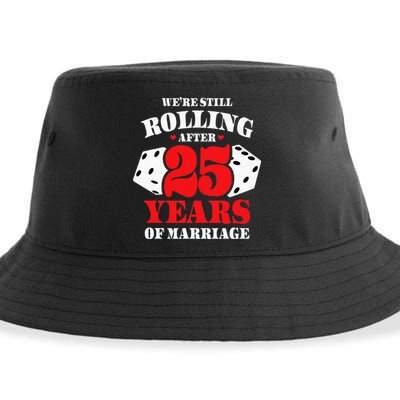 Couples Married 25 Years Funny 25th Wedding Anniversary Sustainable Bucket Hat