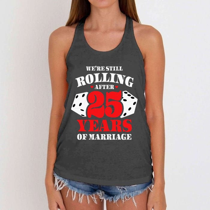 Couples Married 25 Years Funny 25th Wedding Anniversary Women's Knotted Racerback Tank