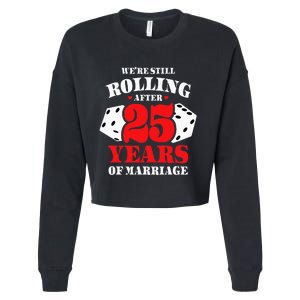 Couples Married 25 Years Funny 25th Wedding Anniversary Cropped Pullover Crew