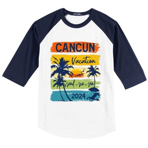 Cancun Mexico 2024 Summer Vacation Matching Family Group Baseball Sleeve Shirt