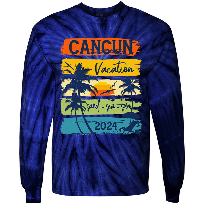 Cancun Mexico 2024 Summer Vacation Matching Family Group Tie-Dye Long Sleeve Shirt