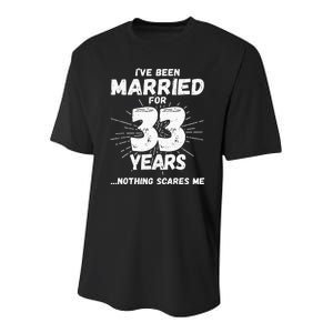 Couples Married 33 Years Funny 33rd Wedding Anniversary Youth Performance Sprint T-Shirt