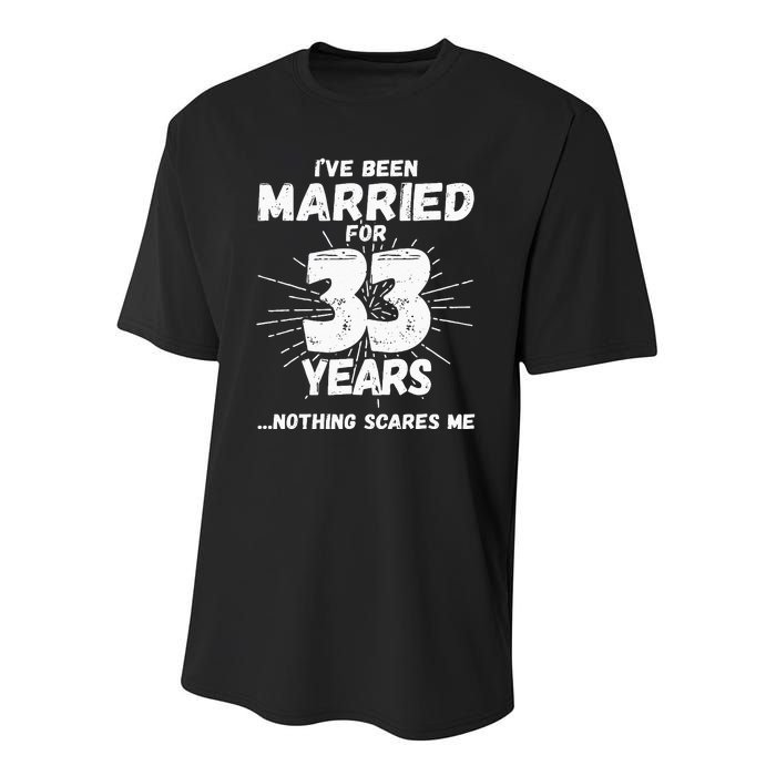 Couples Married 33 Years Funny 33rd Wedding Anniversary Youth Performance Sprint T-Shirt