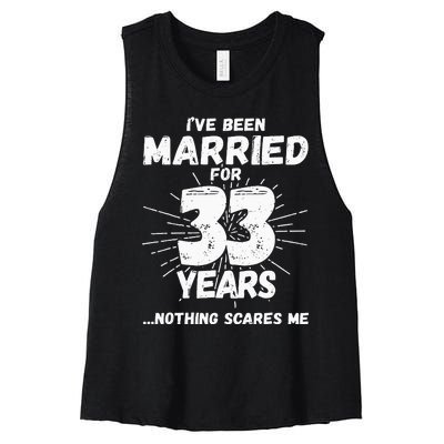 Couples Married 33 Years Funny 33rd Wedding Anniversary Women's Racerback Cropped Tank