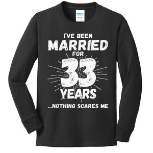 Couples Married 33 Years Funny 33rd Wedding Anniversary Kids Long Sleeve Shirt