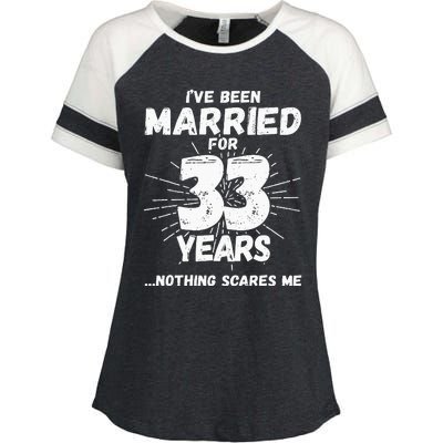 Couples Married 33 Years Funny 33rd Wedding Anniversary Enza Ladies Jersey Colorblock Tee