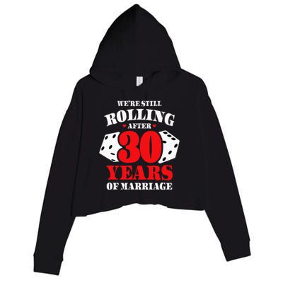 Couples Married 30 Years Funny 30th Wedding Anniversary Crop Fleece Hoodie