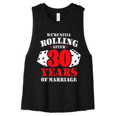 Couples Married 30 Years Funny 30th Wedding Anniversary Women's Racerback Cropped Tank