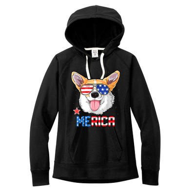 Corgi Merica 4th Of July Kids Boy Girl Dog Puppy Women's Fleece Hoodie