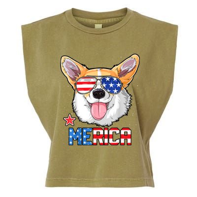 Corgi Merica 4th Of July Kids Boy Girl Dog Puppy Garment-Dyed Women's Muscle Tee