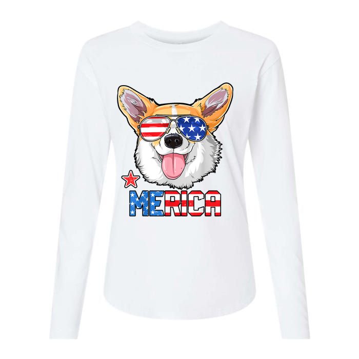 Corgi Merica 4th Of July Kids Boy Girl Dog Puppy Womens Cotton Relaxed Long Sleeve T-Shirt