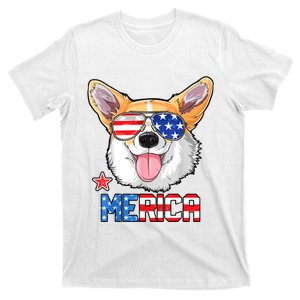 Corgi Merica 4th Of July Kids Boy Girl Dog Puppy T-Shirt