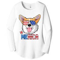 Corgi Merica 4th Of July Kids Boy Girl Dog Puppy Women's Perfect Tri Tunic Long Sleeve Shirt