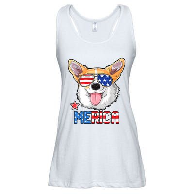 Corgi Merica 4th Of July Kids Boy Girl Dog Puppy Ladies Essential Flowy Tank