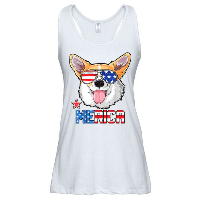 Corgi Merica 4th Of July Kids Boy Girl Dog Puppy Ladies Essential Flowy Tank