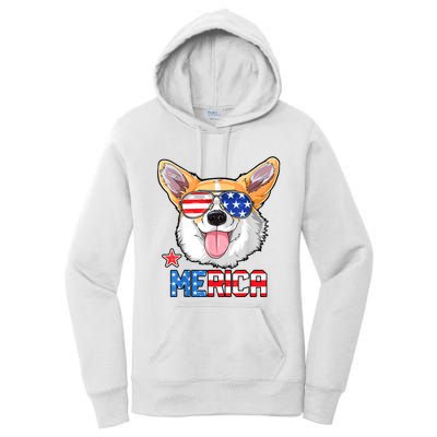 Corgi Merica 4th Of July Kids Boy Girl Dog Puppy Women's Pullover Hoodie