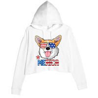 Corgi Merica 4th Of July Kids Boy Girl Dog Puppy Crop Fleece Hoodie