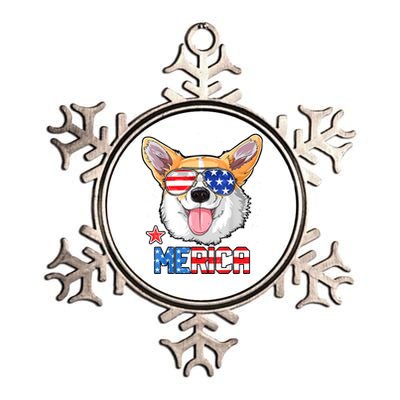 Corgi Merica 4th Of July Kids Boy Girl Dog Puppy Metallic Star Ornament