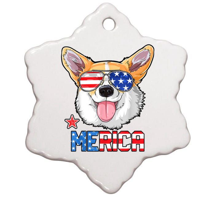 Corgi Merica 4th Of July Kids Boy Girl Dog Puppy Ceramic Star Ornament