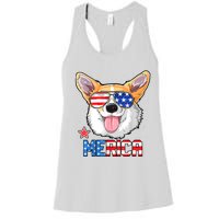 Corgi Merica 4th Of July Kids Boy Girl Dog Puppy Women's Racerback Tank