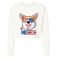 Corgi Merica 4th Of July Kids Boy Girl Dog Puppy Cropped Pullover Crew