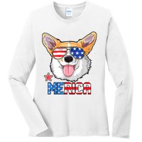 Corgi Merica 4th Of July Kids Boy Girl Dog Puppy Ladies Long Sleeve Shirt