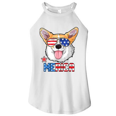 Corgi Merica 4th Of July Kids Boy Girl Dog Puppy Women's Perfect Tri Rocker Tank