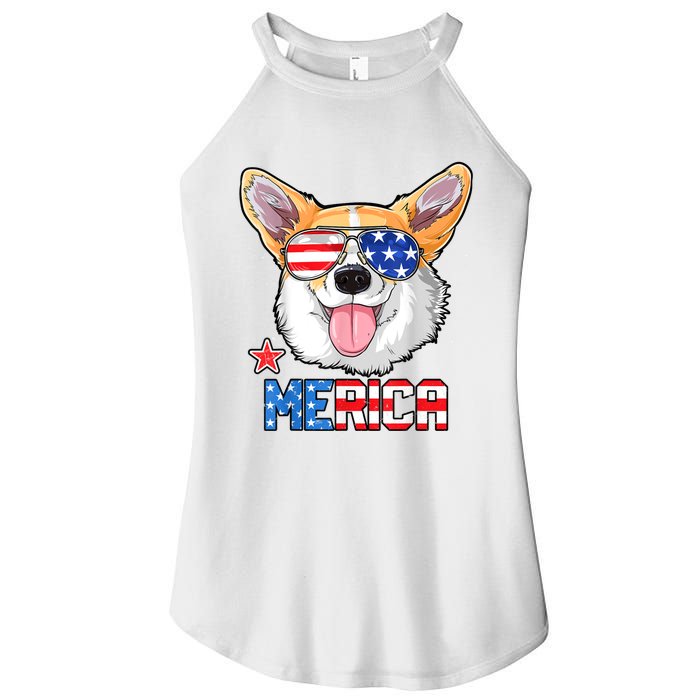 Corgi Merica 4th Of July Kids Boy Girl Dog Puppy Women's Perfect Tri Rocker Tank