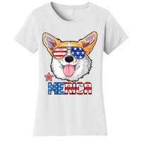 Corgi Merica 4th Of July Kids Boy Girl Dog Puppy Women's T-Shirt