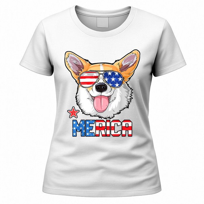 Corgi Merica 4th Of July Kids Boy Girl Dog Puppy Women's T-Shirt