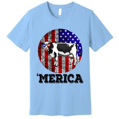 Cow Merica 4th Of July Patriotic American Great Gift Premium T-Shirt