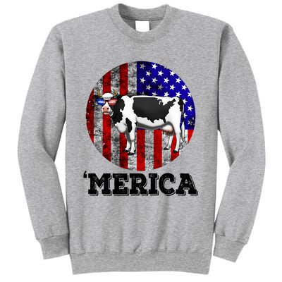 Cow Merica 4th Of July Patriotic American Great Gift Sweatshirt