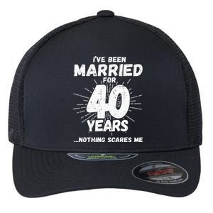 Couples Married 40 Years Funny 40th Wedding Anniversary Flexfit Unipanel Trucker Cap