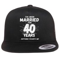 Couples Married 40 Years Funny 40th Wedding Anniversary Flat Bill Trucker Hat