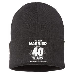 Couples Married 40 Years Funny 40th Wedding Anniversary Sustainable Knit Beanie