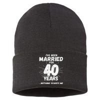 Couples Married 40 Years Funny 40th Wedding Anniversary Sustainable Knit Beanie