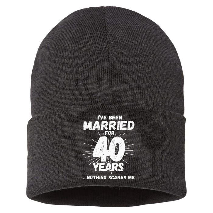 Couples Married 40 Years Funny 40th Wedding Anniversary Sustainable Knit Beanie