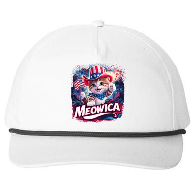 Cool Meowica 4th Of July Cat Snapback Five-Panel Rope Hat