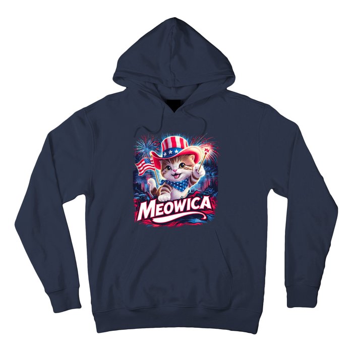 Cool Meowica 4th Of July Cat Hoodie