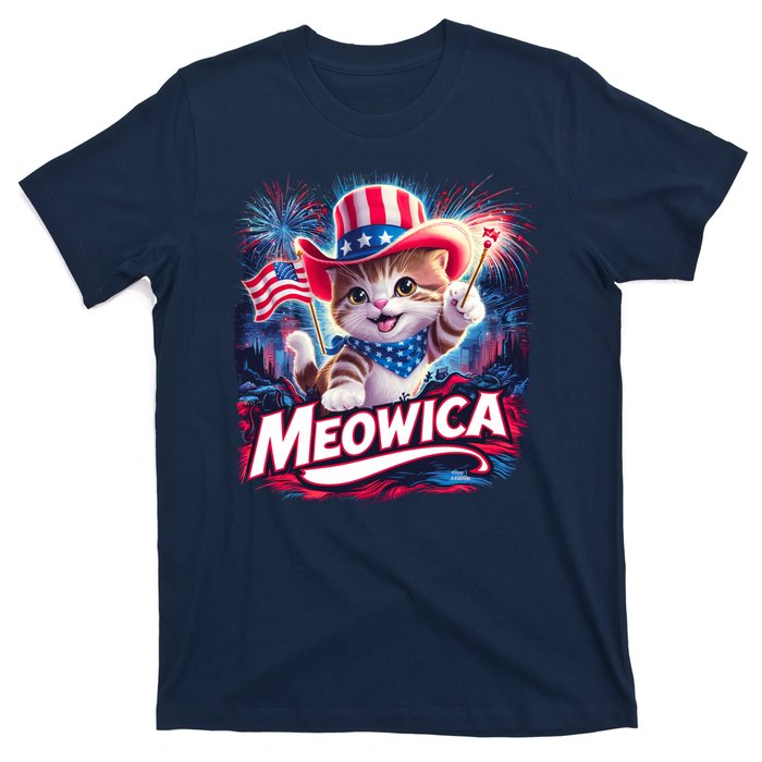 Cool Meowica 4th Of July Cat T-Shirt