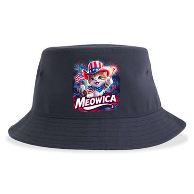 Cool Meowica 4th Of July Cat Sustainable Bucket Hat